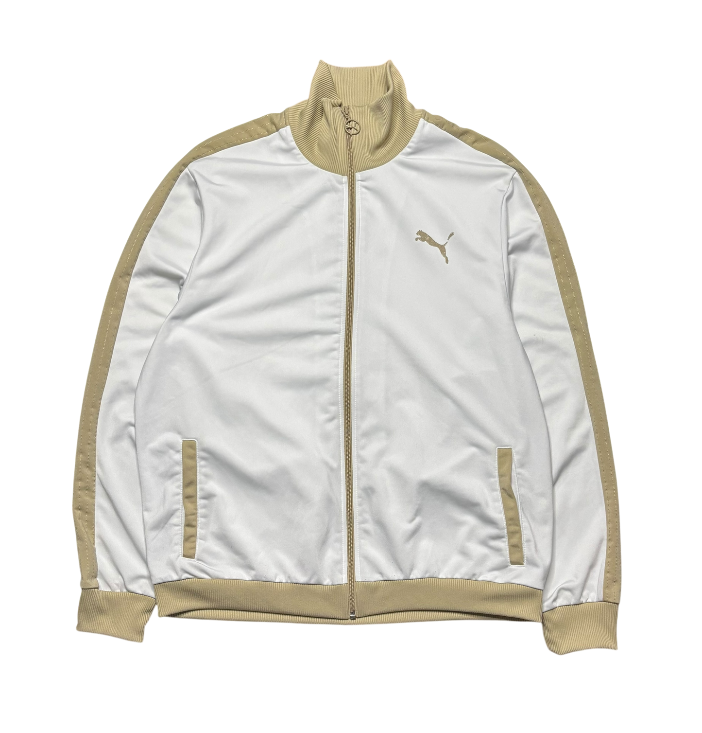 Puma White/Gold Zip Up Sweater (Large)