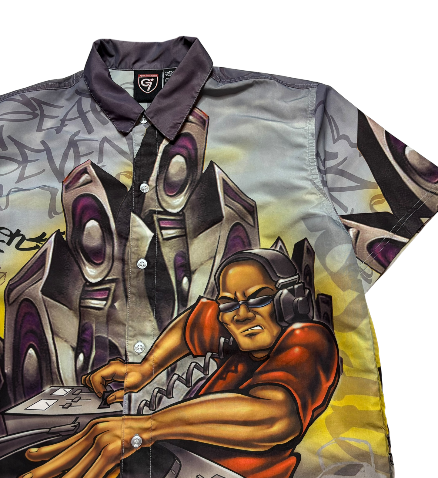 Y2K Gear 7 Hip Hop DJ Button Down Shirt (Small/Medium)