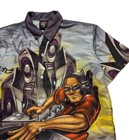 Y2K Gear 7 Hip Hop DJ Button Down Shirt (Small/Medium)