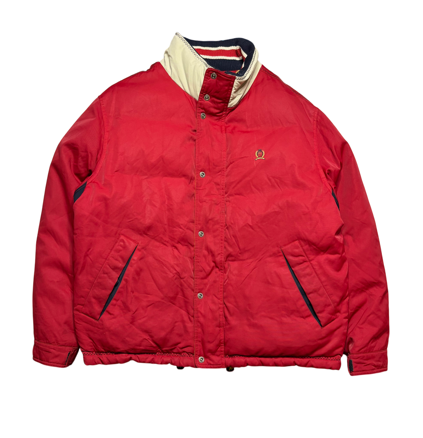 Tommy Hilfiger Red Puffer Jacket (XL - Broken Zipper/Buttons Work)