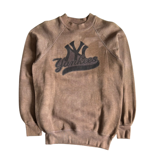 New York Yankees Hand Dyed Brown Crewneck (XS)