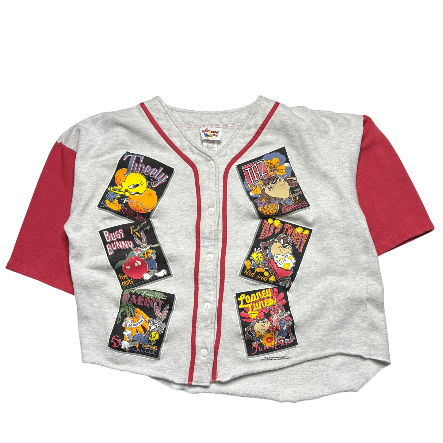 90s Vintage Looney Tunes Baseball Jersey (Cropped XL)
