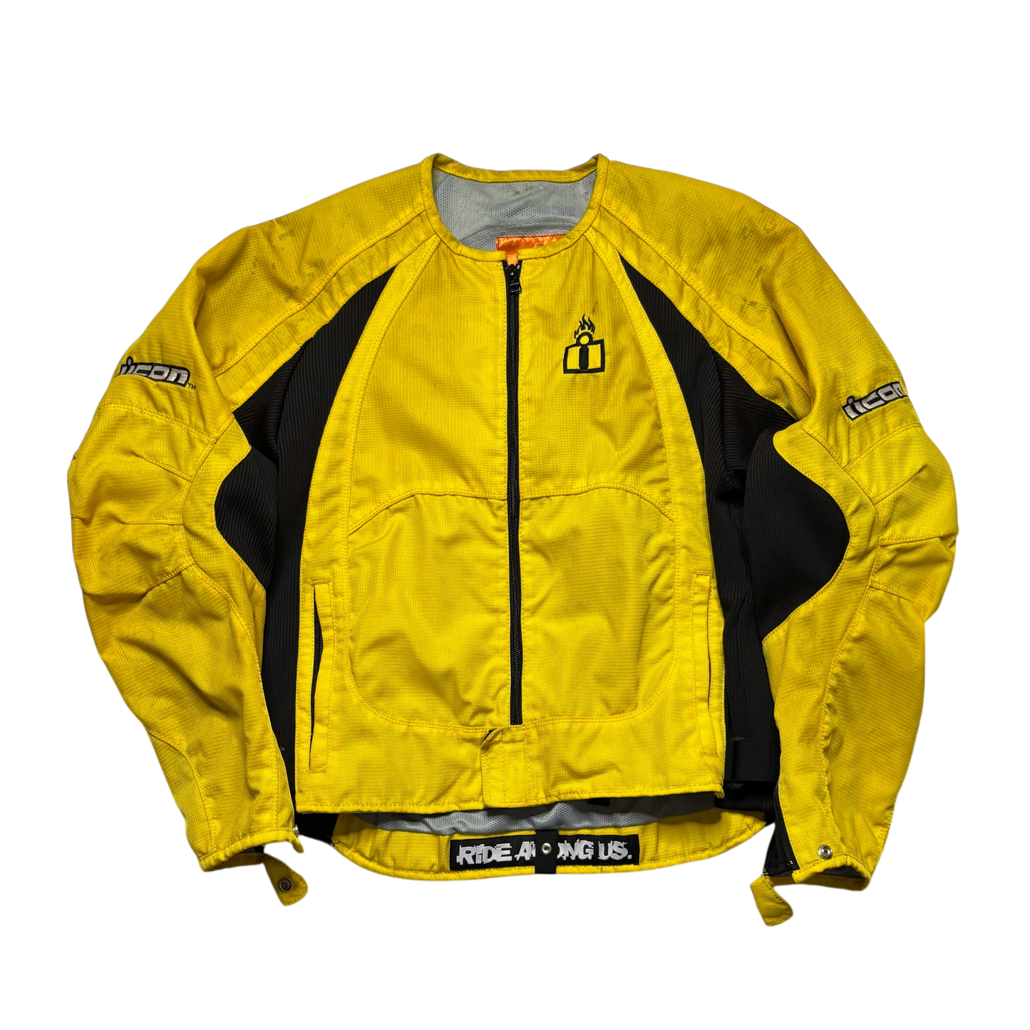 Icon Racing Merc Asphalt Yellow Motorcycle Jacket (Cropped Small)
