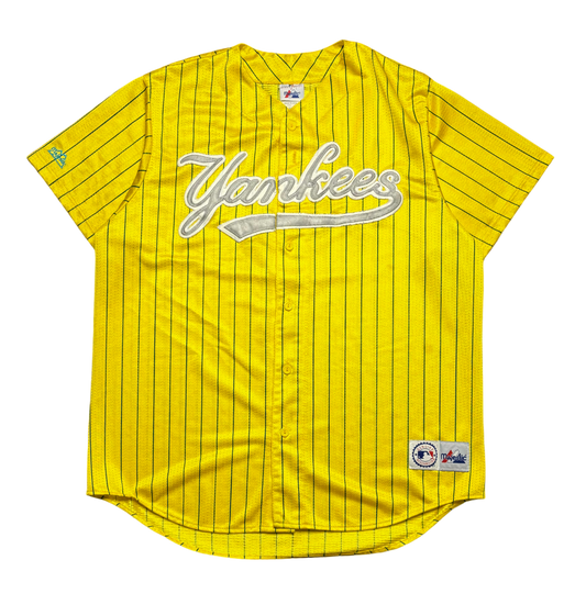 Vintage New York Yankees Yellow/Gray Jersey (XL - Missing Button)