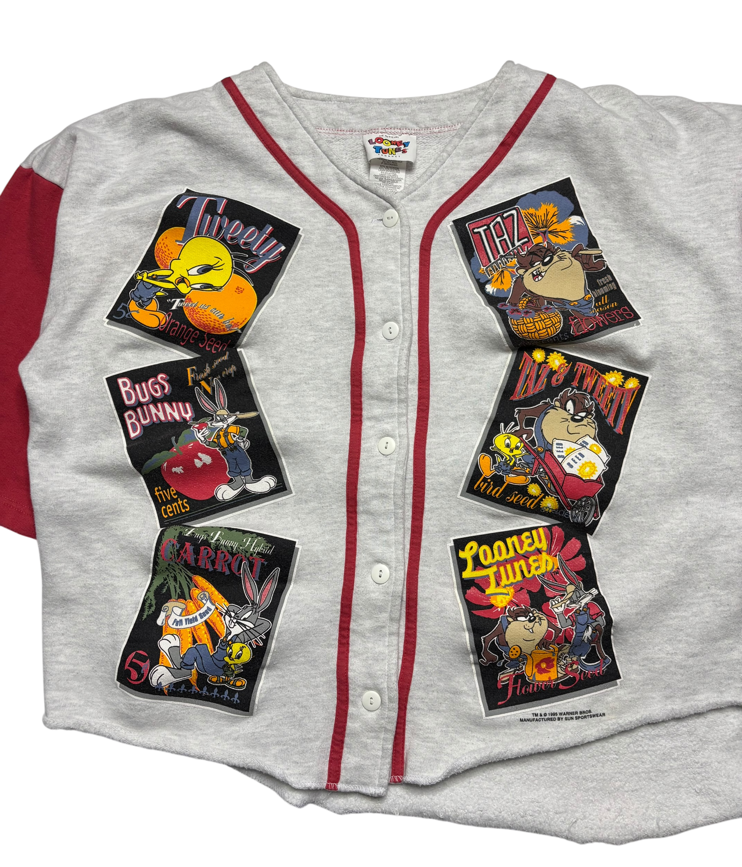 90s Vintage Looney Tunes Baseball Jersey (Cropped XL)