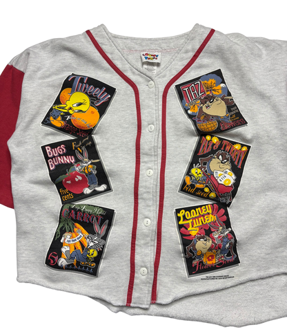 90s Vintage Looney Tunes Baseball Jersey (Cropped XL)