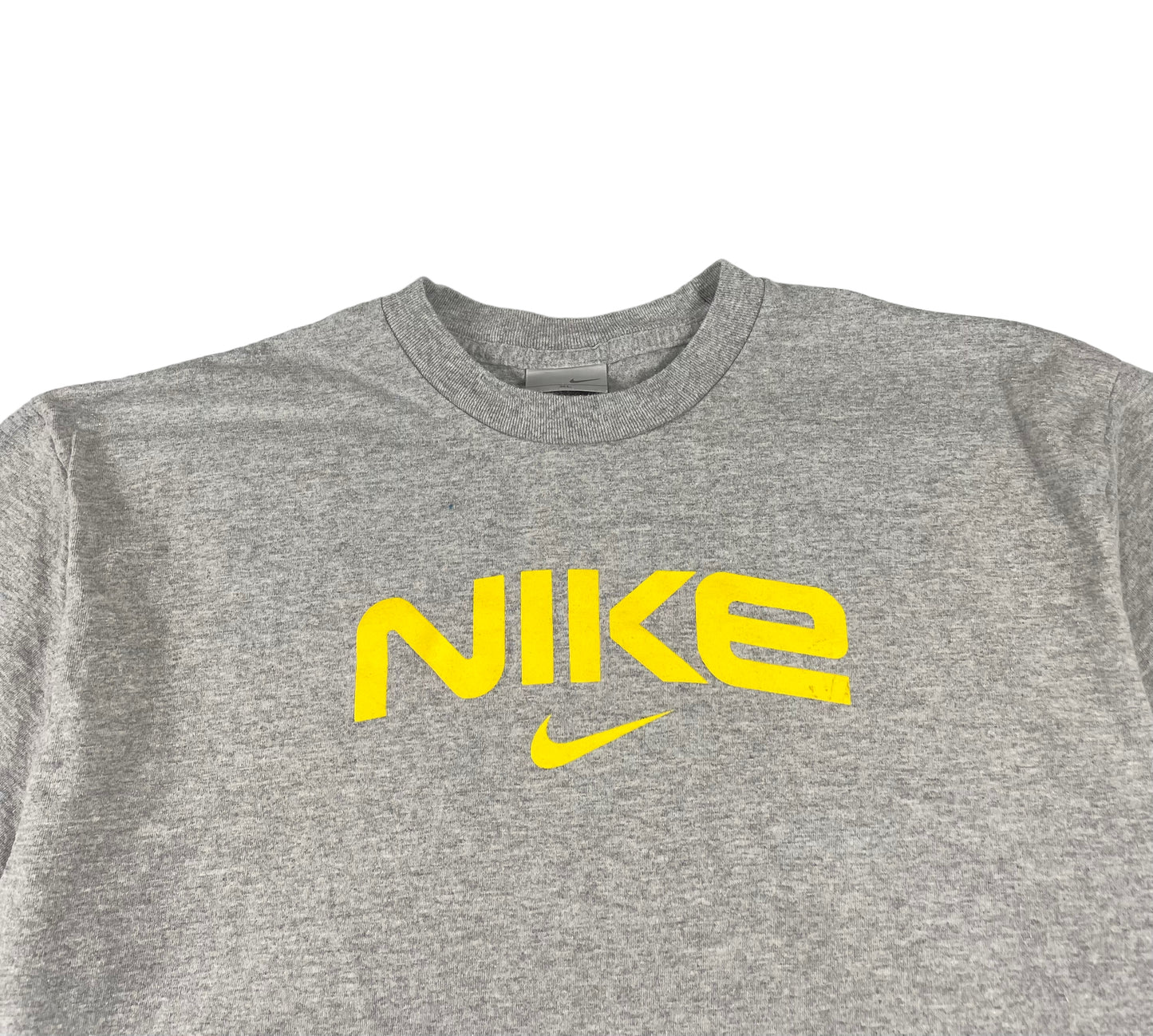 2000s Vintage Nike Grey/Yellow  T Shirt (Large)