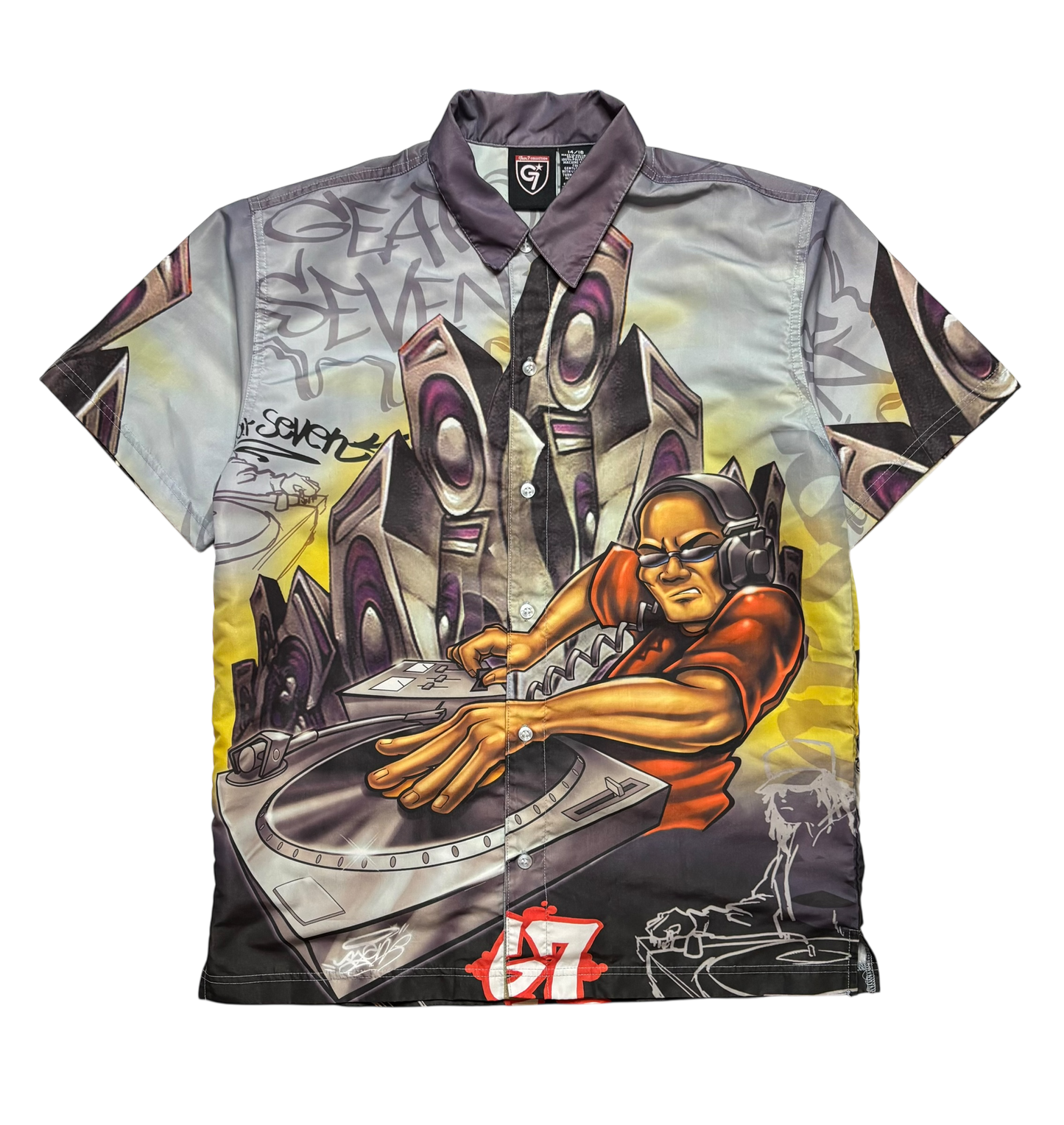 Y2K Gear 7 Hip Hop DJ Button Down Shirt (Small/Medium)