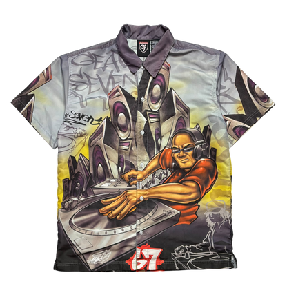 Y2K Gear 7 Hip Hop DJ Button Down Shirt (Small/Medium)