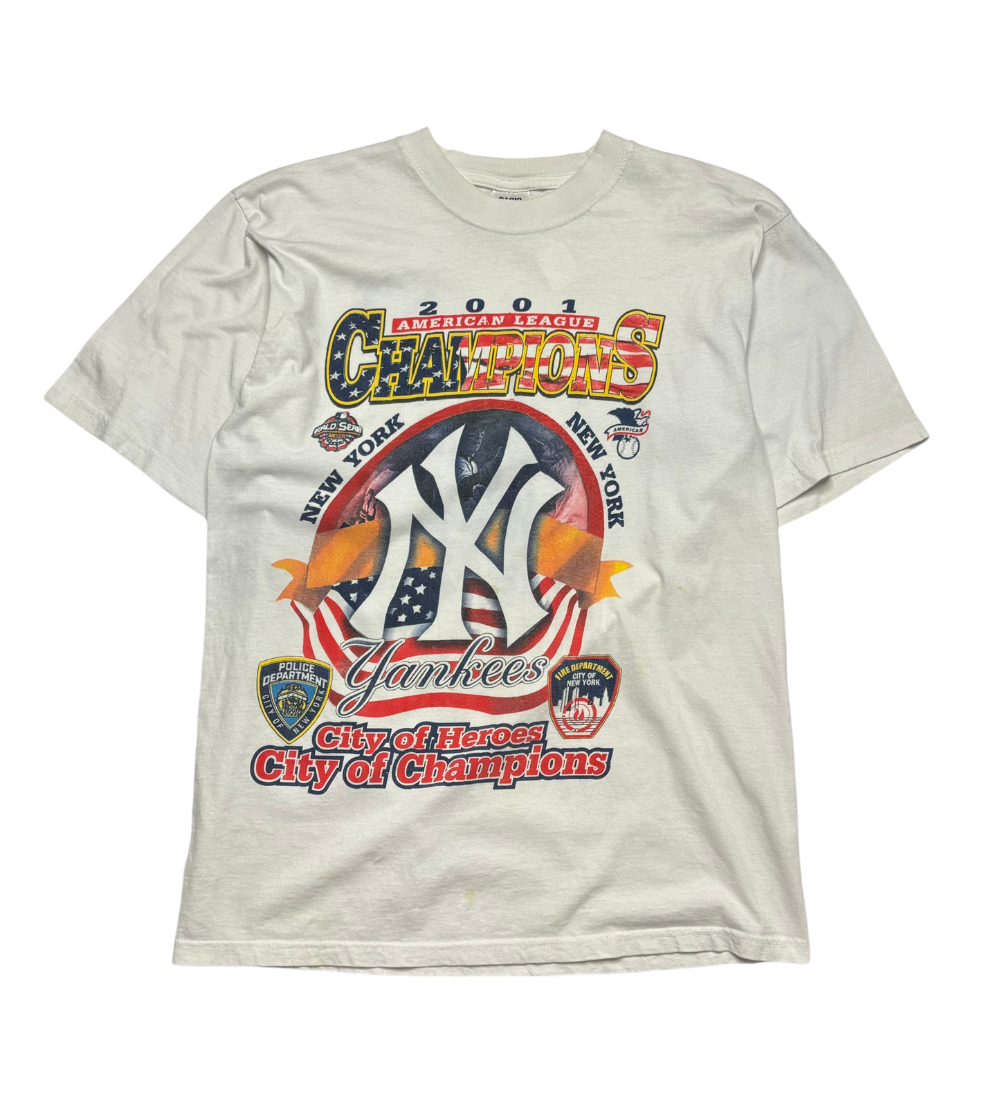 2001 Vintage New York Yankees American League Champions T Shirt (Small)