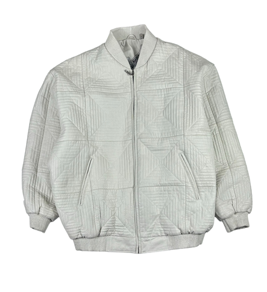 Vintage White Leather Jacket (4X)