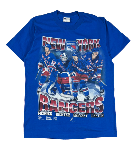 90s Vintage New York Rangers Players T Shirt (Medium)