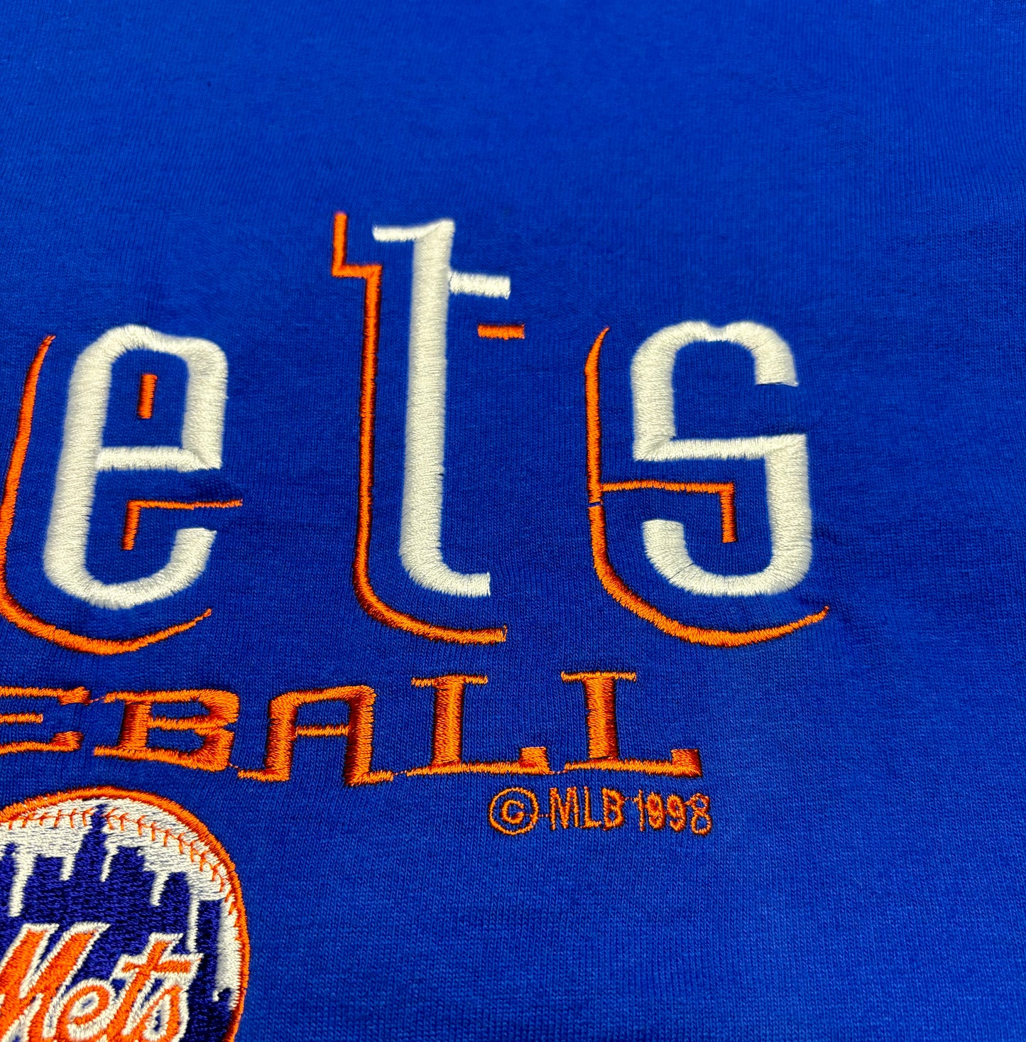 1998 Vintage New York Mets Embroiered T Shirt (Oversized Small)